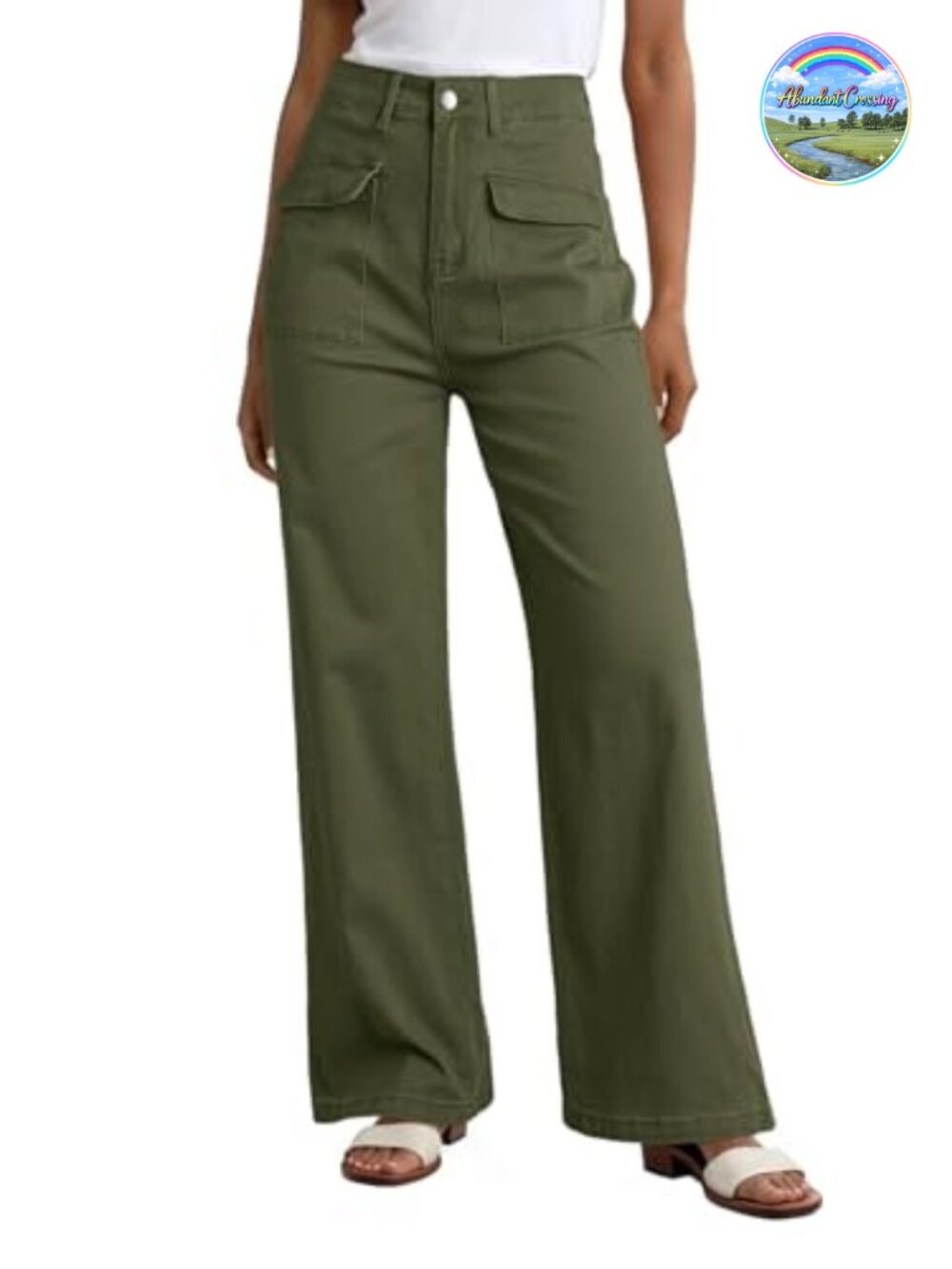 High Waist Wide Leg Cargo Pants Stretchable Casual Hiking